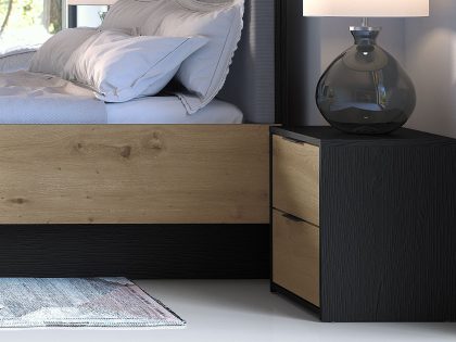 Mobistoxx Nachtkastje UMPAL 2 lades grafiet/artisan eik