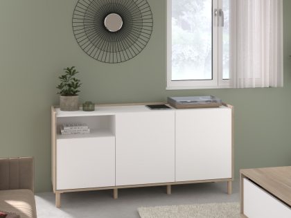 Mobistoxx Dressoir MORPHEE 3 deuren 1 lade japanse eik/wit
