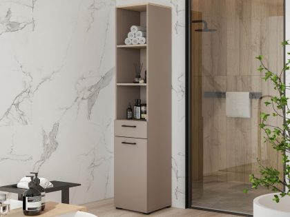 Mobistoxx Kolomkast met wasmand LAUNDRY 1 deur 1 lade taupe