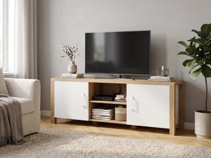 Mobistoxx Tv-meubel OLIANNE 2 deuren natuurlijke eik/wit