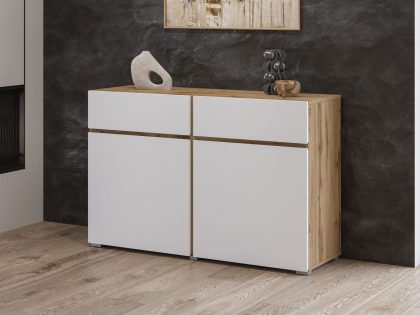 Mobistoxx Commode CROSSAIR 2 deuren 2 lades wit/wotan eik