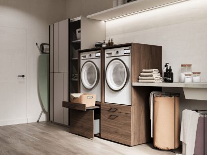 Mobistoxx Kast WASHING 2 machines naast elkaar walnoot