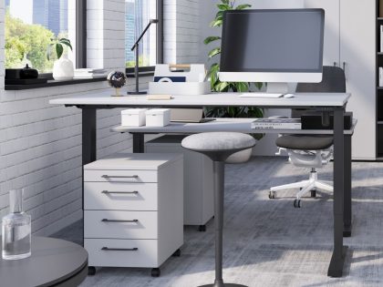 Mobistoxx Elektrisch verstelbaar bureau POLYGON 120 cm lichtgrijs/zwart