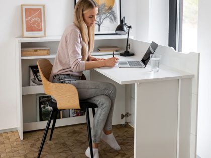Mobistoxx Uitklapbaar bureau CONCEPTION PRO wit/hoogglans wit rechts