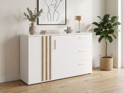 Mobistoxx Commode GONZOLA 2 deuren 3 lades wit