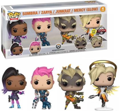 Funko Overwatch Funko Pop Vinyl 4-Pack: Sombra, Zarya, Junkrat & Mercy Glow in the Dark