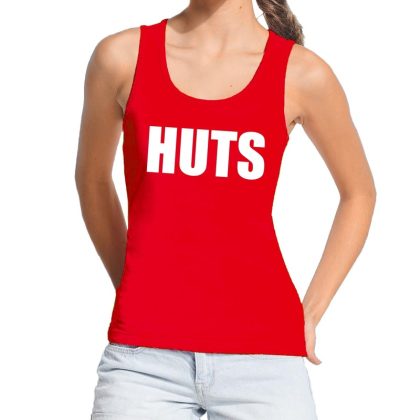 Bellatio Decorations HUTS tekst tanktop / mouwloos shirt rood dames