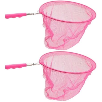 Free & Easy 2x Roze uitschuifbaar visnetten/vlindernetten 36 cm