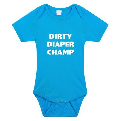 Bellatio Decorations Dirty Diaper Champ tekst rompertje blauw baby