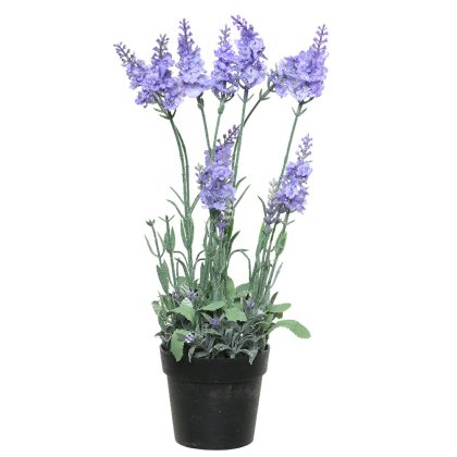 Everlands Lavendel kunstplant in pot - lila paars - D18 x H38 cm