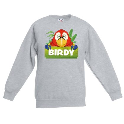 Bellatio Decorations Sweater grijs voor kinderen met Birdy de papegaai