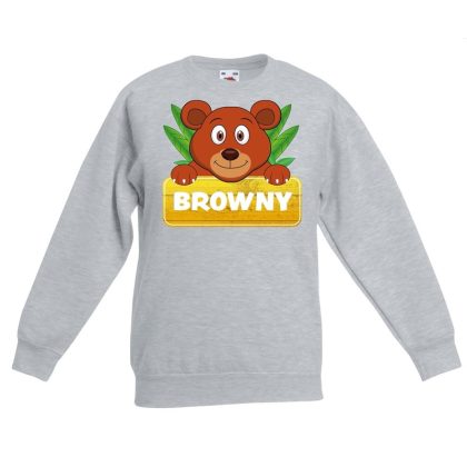 Bellatio Decorations Sweater grijs voor kinderen met Browny de beer