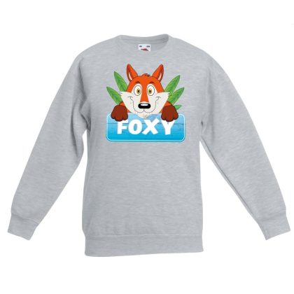 Bellatio Decorations Sweater grijs voor kinderen met Foxy de vos