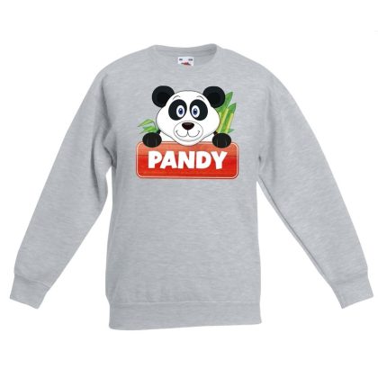 Bellatio Decorations Sweater grijs voor kinderen met Pandy de panda