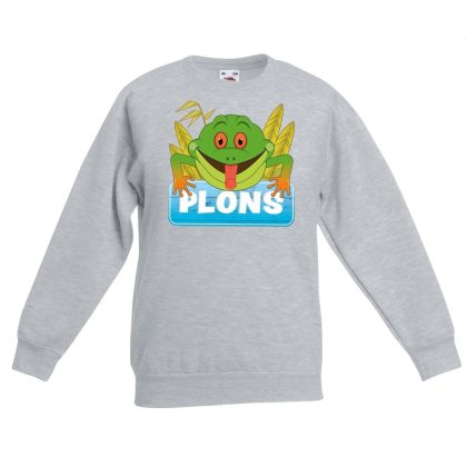 Bellatio Decorations Sweater grijs voor kinderen met Plons de kikker