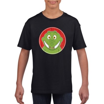 Bellatio Decorations T-shirt krokodil zwart kinderen