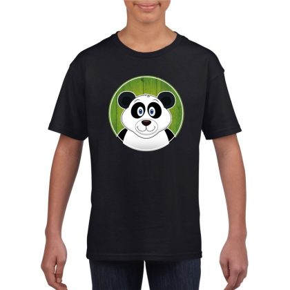 Bellatio Decorations T-shirt panda zwart kinderen