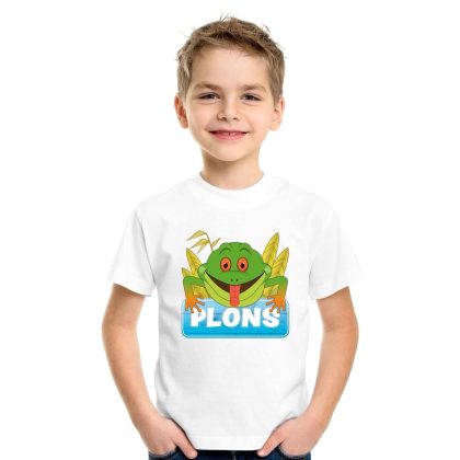 Bellatio Decorations T-shirt wit voor kinderen met Plons de kikker