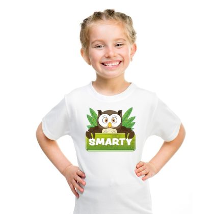 Bellatio Decorations T-shirt wit voor kinderen met Smarty de uil