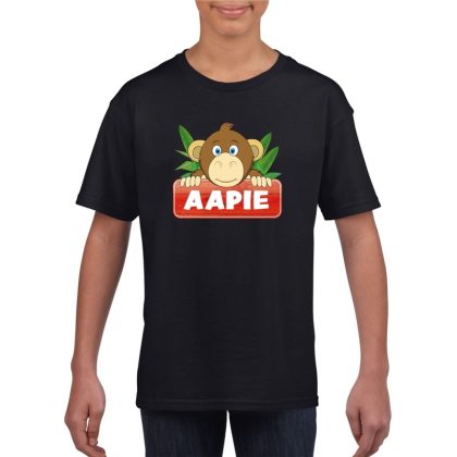 Bellatio Decorations T-shirt zwart voor kinderen met Aapie het aapje