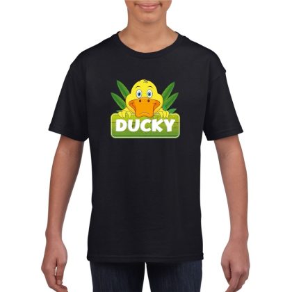 Bellatio Decorations T-shirt zwart voor kinderen met Ducky de eend