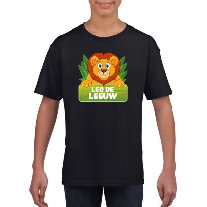 Bellatio Decorations T-shirt zwart voor kinderen met Leo de leeuw