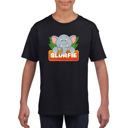 Bellatio Decorations T-shirt zwart voor kinderen met Slurfie de olifant