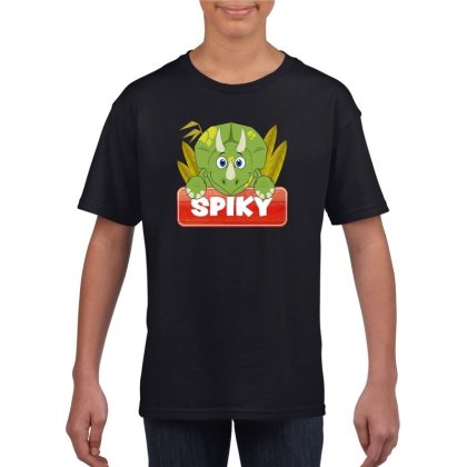 Bellatio Decorations T-shirt zwart voor kinderen met Spiky de dinosaurus