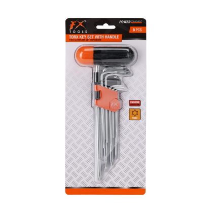 FX Tools Torx Sleutelset - 9-delig - staal - met grip en houder