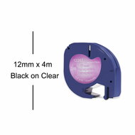 Dymo Huismerk DYMO LetraTag 12267/S0721530 Labeltape 12mm Zwart op Transparant