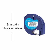 Dymo Huismerk DYMO LetraTag 91201/S0721610 Labeltape 12mm Zwart op Wit