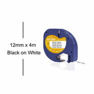 Dymo Huismerk DYMO LetraTag 91200/S0721510 Labeltape Papier 12mm Zwart op Wit