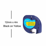 Dymo Huismerk DYMO LetraTag 91202/S0721620 Labeltape 12mm Zwart op Geel