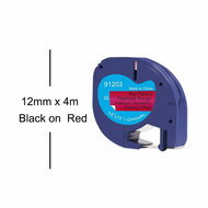 Dymo Huismerk DYMO LetraTag 91203/S0721630 Labeltape 12mm Zwart op Rood