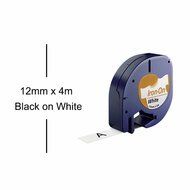 Dymo Huismerk DYMO LetraTag 18769/S0718850 Labeltape 12mm Zwart Op Wit Opstrijkbaar 12 mm