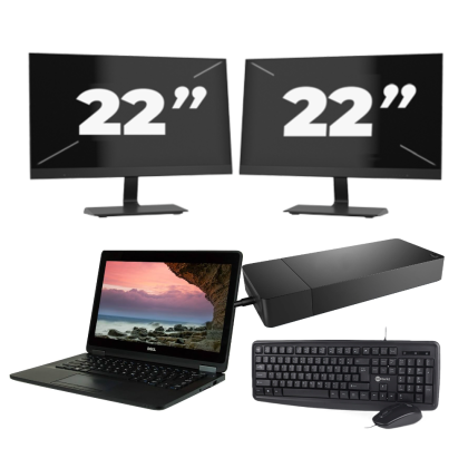 Dell Latitude E7270 - Intel Core i7-6e Generatie - 12 inch - 8GB RAM - 256GB SSD - Windows 11 + 2x 22 inch Monitor