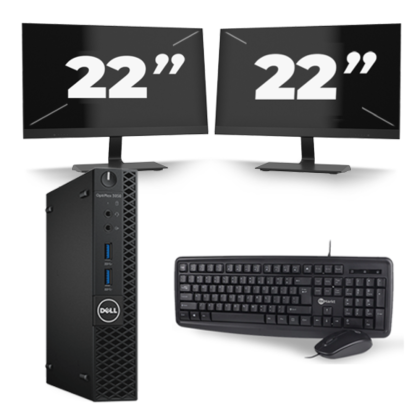 Dell Optiplex 3050 USFF - Intel Core i5-7e Generatie - 8GB RAM - 256GB SSD - Windows 11 + 2x 22 inch Monitor