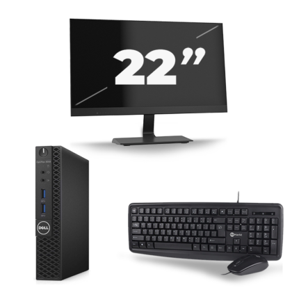 Dell OptiPlex 3070 Micro USFF - Intel Core i3-9e Generatie - 8GB RAM - 256GB SSD - Windows 11 + 1x 22 inch Monitor