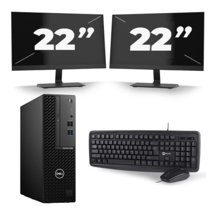 Dell OptiPlex 3080 Micro USFF - Intel Core i7-10e Generatie - 8GB RAM - 256GB SSD - Windows 11 + 2x 22 inch Monitor