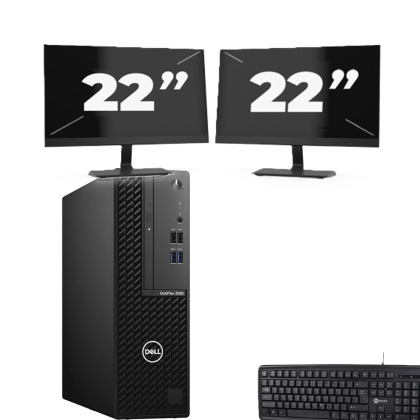 Dell OptiPlex 3080 SFF - Intel Core i7-10e Generatie - 8GB RAM - 256GB SSD - Windows 11 + 2x 22 inch Monitor