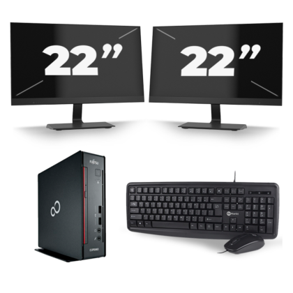 Fujitsu Esprimo Q556/2 USFF - Intel Core i3-6e Generatie - 8GB RAM - 256GB SSD - Windows 11 + 2x 22 inch Monitor