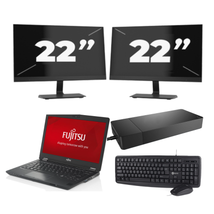 Fujitsu LifeBook U727 - Intel Core i7-7e Generatie - 12 inch - 8GB RAM - 256GB SSD - Windows 11 + 2x 22 inch Monitor