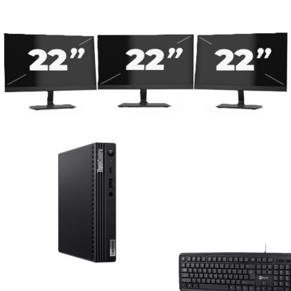 Lenovo ThinkCentre M70q USFF - Intel Core i5-10e Generatie - 8GB RAM - 256GB SSD - Windows 11 + 3x 22 inch Monitor
