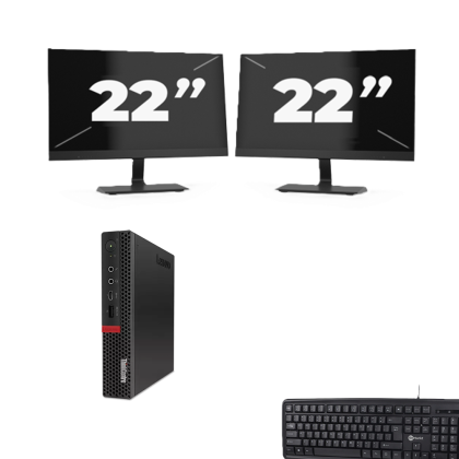 Lenovo ThinkCentre M720q USFF - Intel Core i5-8e Generatie - 8GB RAM - 256GB SSD - Windows 11 + 2x 22 inch Monitor