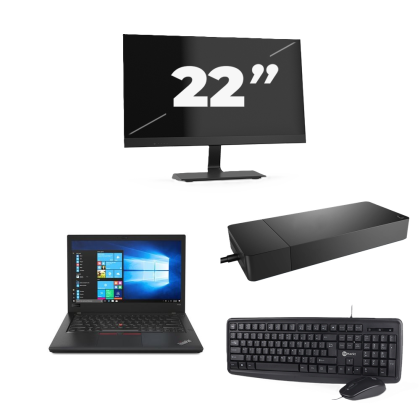 Lenovo ThinkPad A485 - AMD Ryzen 5 2500U - 14 inch - 8GB RAM - 256GB SSD - Windows 10 + 1x 22 inch Monitor