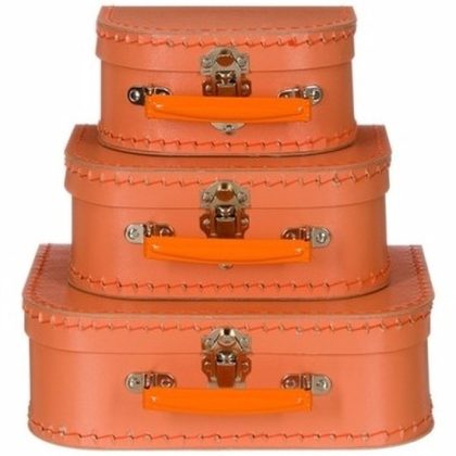 Merkloos Kraamkado koffertje oranje 16 cm