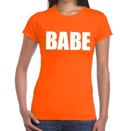 Bellatio Decorations Babe tekst t-shirt oranje dames