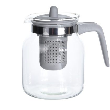 Merkloos Glazen theepot met grijs filter 1500 ml