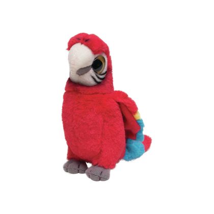 Nature Planet Pluche Rode Papegaai knuffeldier van 14 cm