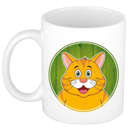 Bellatio Decorations Rode kat mok / beker voor kinderen 300 ml